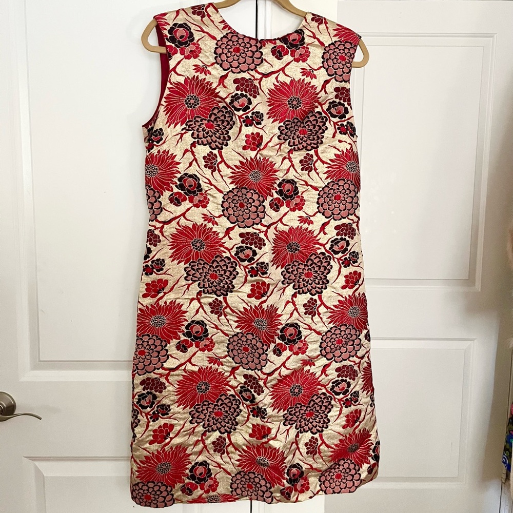 Vintage 1960s Silk Brocade Metallic Macy’s Jacquard Union Made Dress